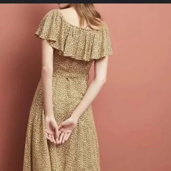 Anthropologie boho Animal Print Button Down Midi Dress - Picture 2 of 11